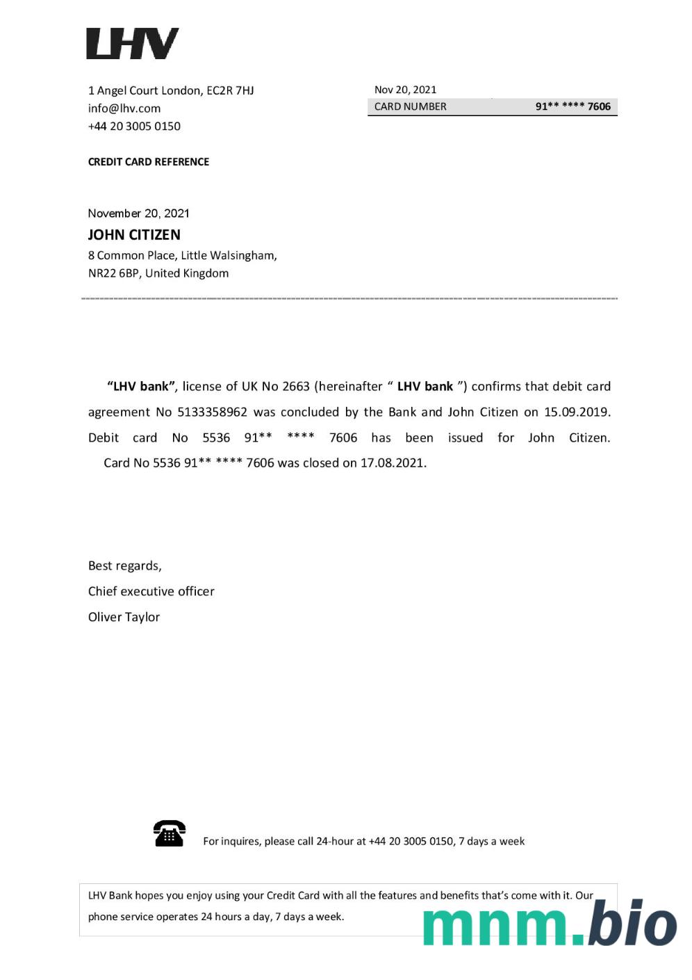 Przykład zamknięcia LHV w Wielkiej Brytanii w formatach Word i PDF